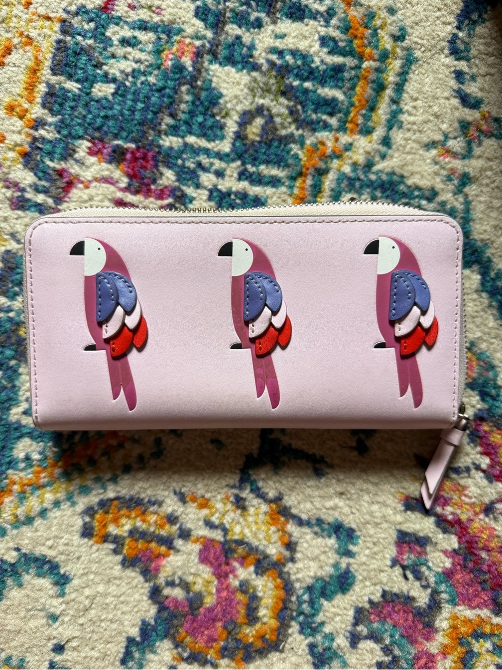 kate spade Pink Parrot Zip-Around Wallet